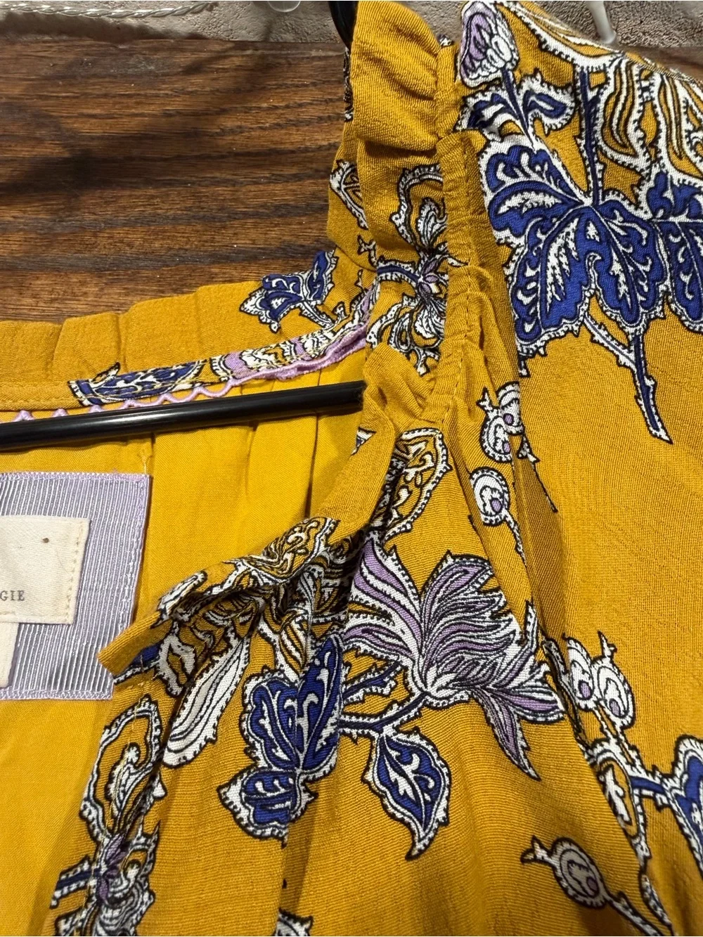 Anthropologie Mustard Floral V-Neck Mini Dress - Picture 5 of 10